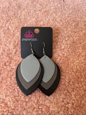 paparazzi Layered Neutral Teardrop Earrings in Gray and Black